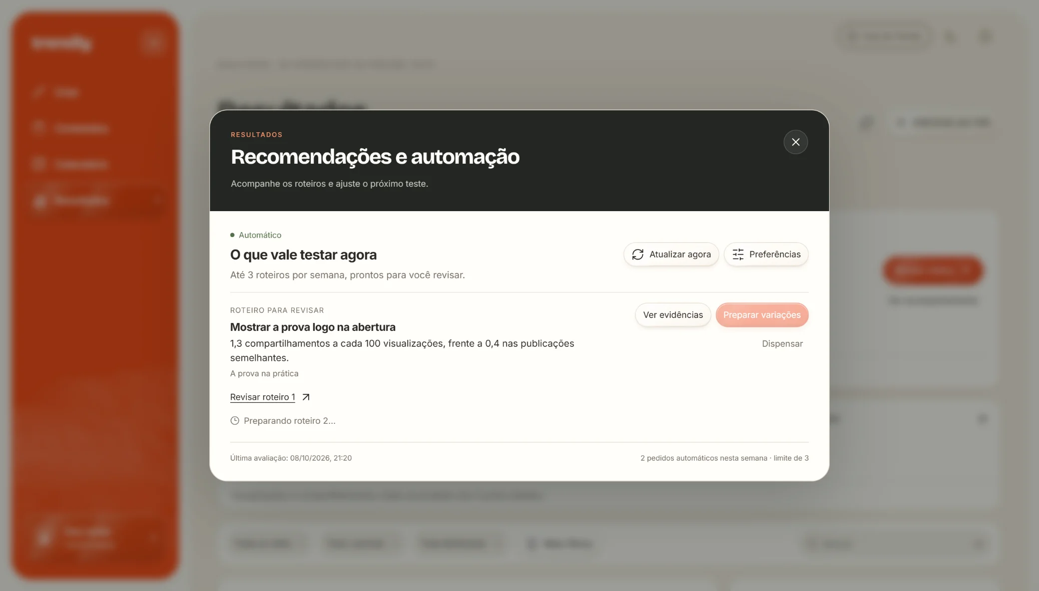 Recomendações e automação: roteiros prontos para revisar